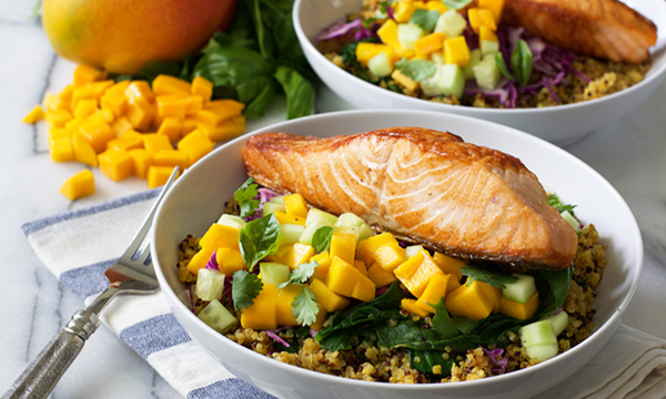 Salmon, Mango, and Quinoa Bowl